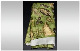 Hermes Lime Green Silk Scarf, `Leaves` design, showing a variety of individual leaves on a lime