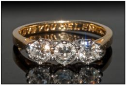 18ct Gold Diamond 3 Stone Ring .25ct, Ring size K½