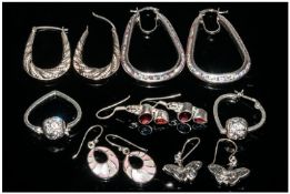 6 Pairs Of Silver Earrings