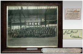 Railway Interest. A Unique And Rare Large Period `Photograph Of Drivers & Engine Staff At Crewe