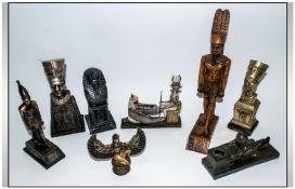 Egyptian Replica Figures various subjects & sizes. 9 in total.