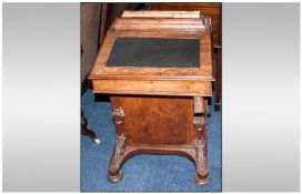 Victorian Walnut Davenport Desk with a fitted top compartment concealing envelope & writhing