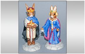 Royal Doulton Pair Of Bunnykins Figures, King Arthur & Queen Guinevere, DB 304 & DB 302, 4.75`` in