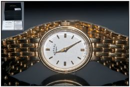 Ladies Rotary Wristwatch, Gilt Metal Case & Bracelet, Gilt Baton Numerals, Numbered To Back
