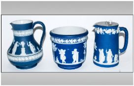 Wedgwood Jasperwware Fine Collection Of 19th Century Items, 3 in total. CIrca 1870`s. Decorated