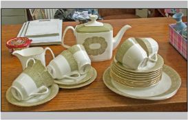Royal Doulton `Sonnet` Tea Service set Comprising Teapot, 6 Cups and Saucers and 6 Side Plates and
