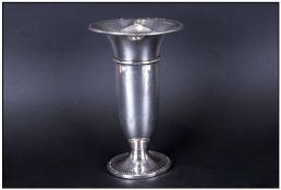 A Silver Trumpet Shaped Vase with a circular base. Hallmark Birmingham 1919. 4ozs, 1 gram. 7" in