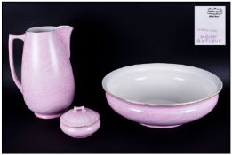 Shelley Moire Antique Pattern Jug & Bowl Set, Large water jug & washing bowl plus a covered soap
