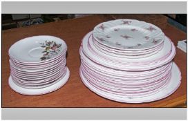 Shelley Backstamped Bone China 45 Assorted Pieces Pink Border and Green border