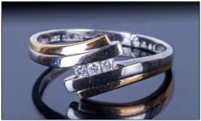 9ct Gold Diamond Ring Set With 3 Round Brilliant Cut Diamonds On A Twist, Fully Hallmarked, Ring