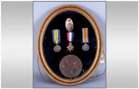 World War 1 Trio Of Medals Pip, Squeak & Wilfred with bronze death plaque awarded to Sidney