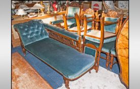 Fine Quality Late Victorian Carved Oak & Upholstered 8 Piece Parlour Suite, consisting of 6