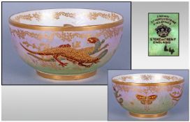 Crown Devon Lustrine Bowl circa 1930's decorated with images of dragonflies, butterflies &