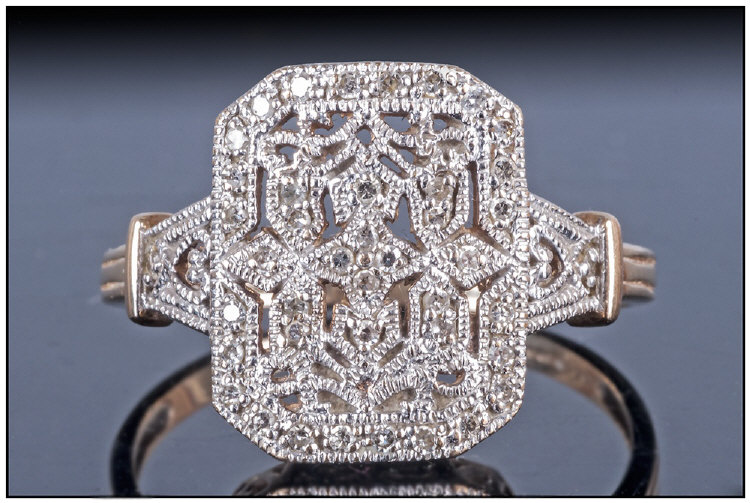 9ct Gold Diamond Dress Ring, fully hallmarked. Ring Size Z.