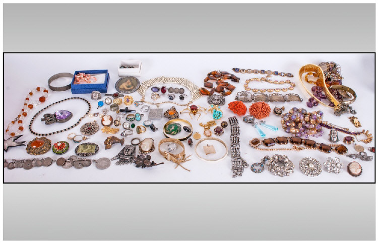 Quantity Of Costume Jewellery, Various Dates, 19th/20thC, Comprising Beads, Pendants, Brooches,