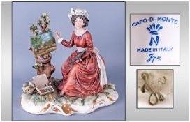 Capo-Di-Monte Early & Signed Figure 'The Lady Artist' signed to base. Excellent condition. 8.25"