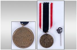 WW2 German War Merit Medal plus WW2 German Pilots stick pin.