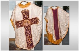 Fine Quality Priests Silk Habit/Coat, finely embroidered with religious emblems in gold threads