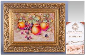 Royal Worcester Handpainted Fruits Wall Plaque signed E.Townsend. Date 1976. 'Apples & Berries'