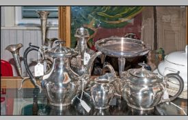 Collection of Silver Plated Ware comprising three piece teaset, centre Epergne, Tazza and water