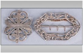 Victorian Silver Shoe Belt Buckles, 2 in total. 1. William Cumyns Cast Silver Shoe Buckle,