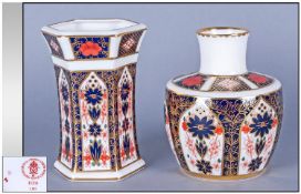 Royal Crown Derby Imari Patterned Vases, 2 in total. Pattern number 1128. Date 1990-1987. 6" in