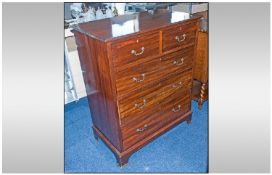 Georgian Style Mahogany Chest of Drawers Comprising Three Large Drawers and Two Small Drawers. Brass