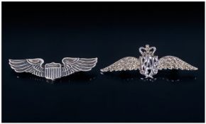 RAF Silver Sweet Heart Brooch plus a silver Balfour car wings brooch and one other Victorian