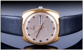 Gents Omega Automatic De Ville Wristwatch, silvered dial, Daydate aperture, gold plated case