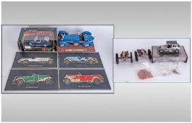 Burago Bugatti Type 59 (1934) Boxed Car, Burago Ferrari 456 GT (1992). Together with Four Car Wall