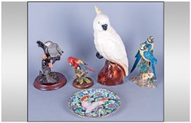 Collection of Bird Related Figures and Figure Groups Comprising Coalport 'Blue and Yellow Macaws'