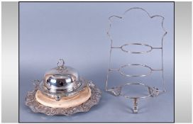 Collection Of Silver Plated Items Including  cake stand, tureen, cake plate, candle stick etc.