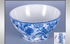 Royal Bonn Blue and White Bowl 3.75" High x 7" Diameter. Floral Design