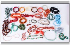 A Very Good Collection Of Assorted Vintage Necklaces & Bangles.  Over 30 pieces. Interesting Lots.