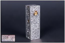 Austrian/German Late 19th Century Silver Cased Lipstick Holder with chased floral decoration. Marked