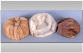 Three Mink Cossack style hats.  One blonde, one dark blonde and one honey blonde. excellent