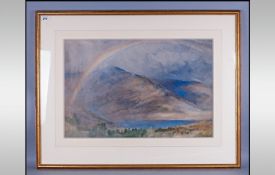 Joseph Arthur Palliser Severn (1842-1931) Watercolour, 'Rainbow Over Brantwood, Coniston Water',