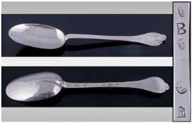 WITHDRAWN// A Charles II Silver Trefid Spoon, by John Clifton, London 1684, Marks Rubbed But