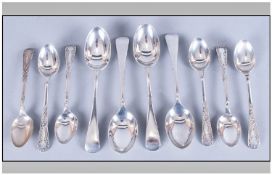 Edwardian Silver Set Of Six & Four Teaspoons, 10 in total. Hallmark Birmingham 1906 & London 1907.