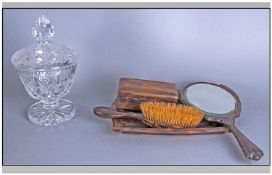 Tortoise Shell 4 Piece Dressing Table Set including Mirror, Brush, Tray and Trinket Box Together