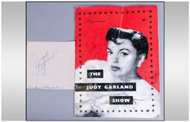 Judy Garland Autographs a 1950's page with super signature plus concert programme.
