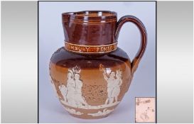 Doulton Lambeth Salt Glazed Empire Jug Made to Commemorate Queen Victoria's Golden Jubilee and Dated