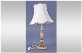 Contemporary Onyx and Ormolu Table Lamp with shade. Overall height 28 inches.