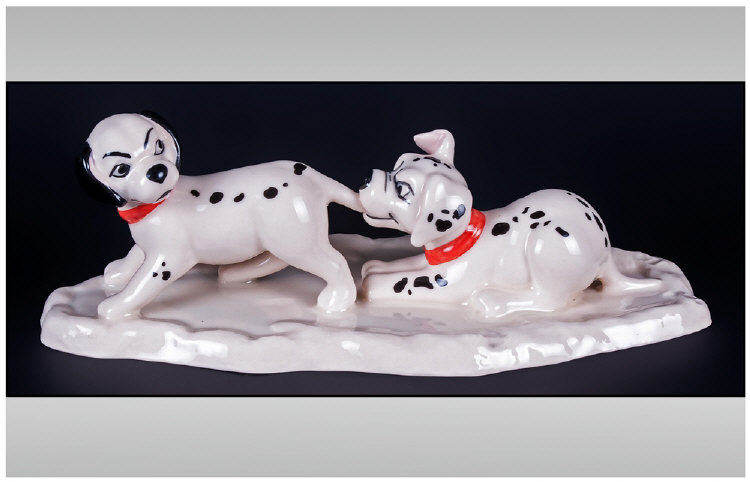 Royal Doulton 101 Dalmations Collection Lucky & Freckles On Ice. Original box.