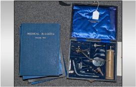 Medical Instrument Box with 6 Medical Books. The box says on the inside John Bell & Croyden, London.
