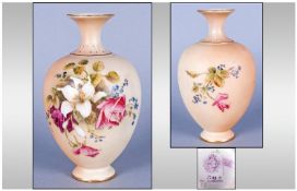 Royal Worcester Blush Ivory Floral Vase, Date 1912, Shape 3D2. 5.25" in height.