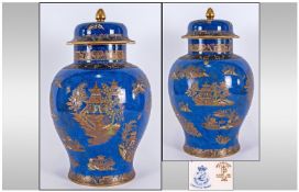 Carltonware Fine Large Temple Lidded Jar 'Hang-Hsi' Shape & Pattern. 1662-1722 Special back stamp.