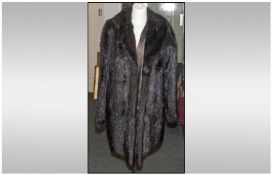 Ladies Three Quarter Length Ranch Mink Coat, Fully lined. Cuff Sleeves, Hook & Loop fastening.