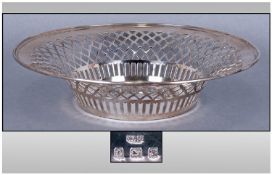 Edwardian Silver Lattice Openwork Circular Flared Bowl Hallmark Birmingham 1910, makers mark W.N,