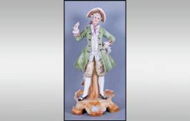 Grafenthal Figure of A Dandy Holding a Playing Card, 16 inches in height.